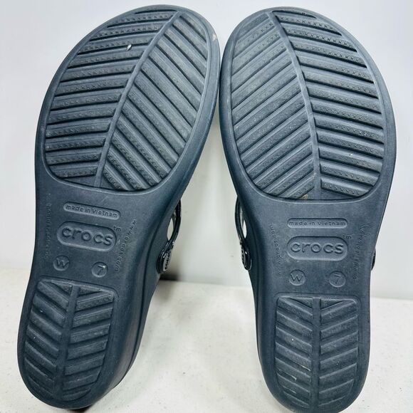 Crocs Retired -Sanrah Beveled Circle Slide Sandal Women's Size 7 Black - Picture 7 of 7